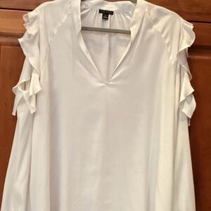 Ann Taylor White Ruffled Cut Out Women's Top